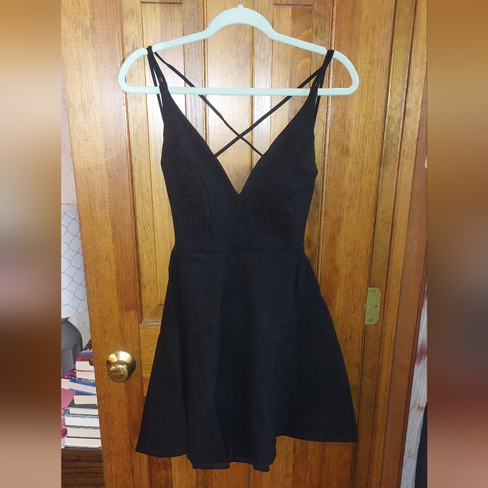 Lulu’s Believe in Love Black Backless Skater Dress in Black - Picture 5 of 10